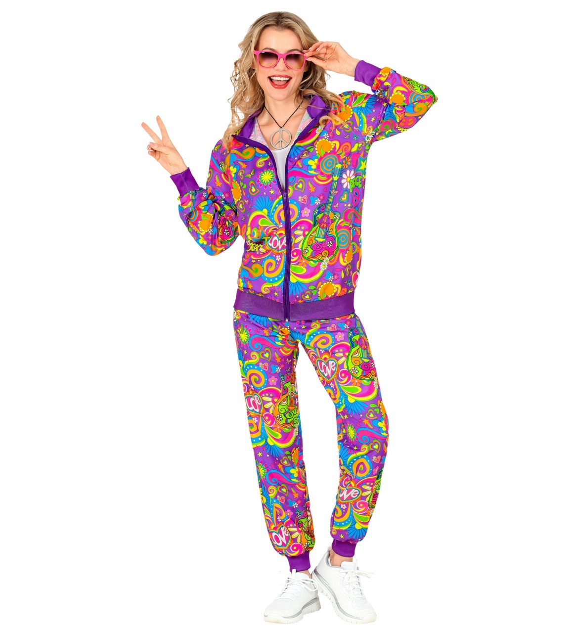 Trainingsanzug Neon Hippie Flower Power F R Erwachsene Mehrfarbig