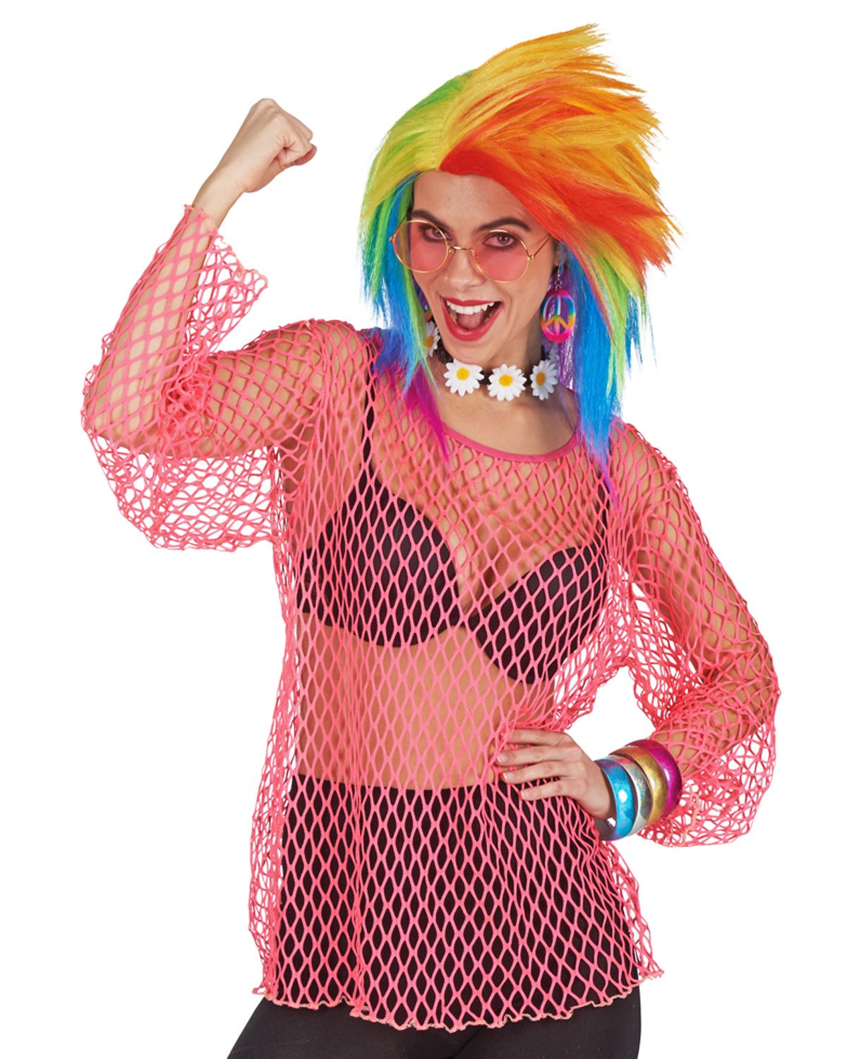 Das Kostümland Kostüm Disco Rave Kostüm für Damen - 80er Jahre Neon Part